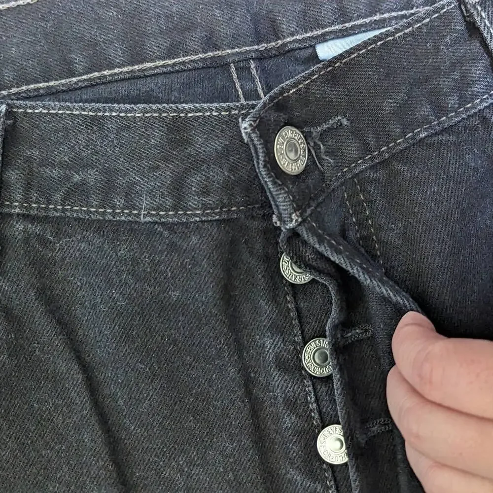 Vintage Y2K Levi 501 Jeans Black Faded Colombia Button Fly Mens 40 Pant Denim